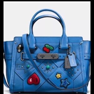 Coach 2Way Swagger 27 Bag Leather Blue Used (missing long strap-read)